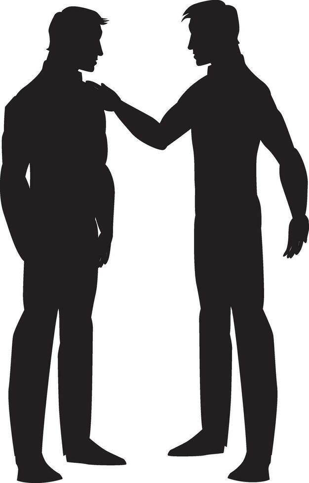 silhouette di Due uomini parlando, illustrazione vettore