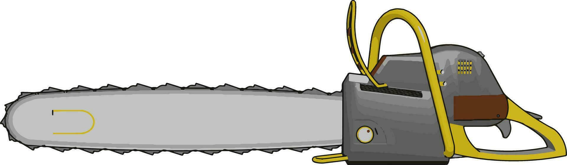 semplice vettore illustrazione di un' grigio e giallo catena sega bianca sfondo