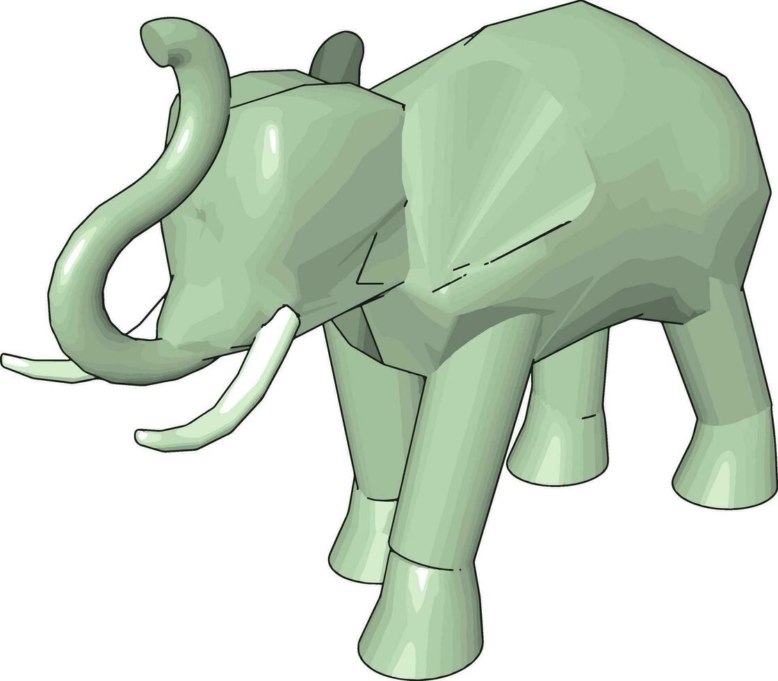 3d modello di elefante, illustrazione, vettore su bianca sfondo.