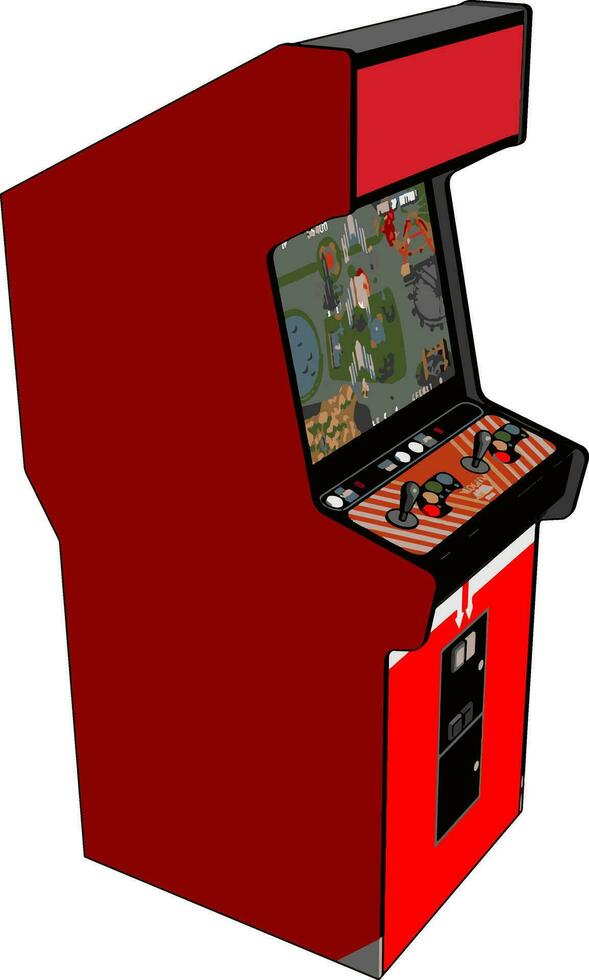 Vintage ▾ rosso video gioco vettore illustrazione su bianca sfondo