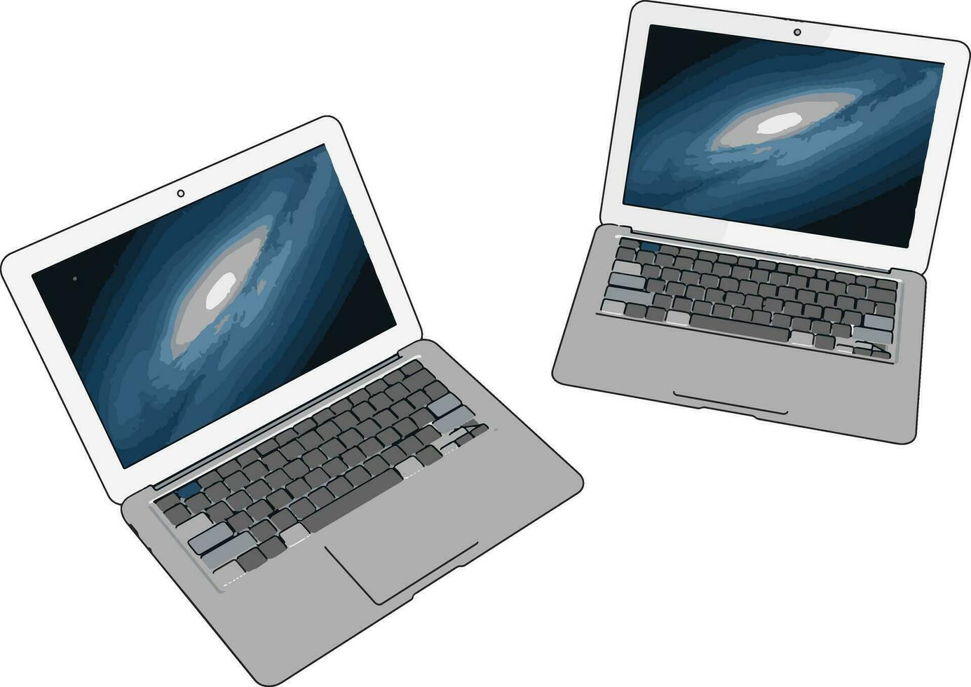 modello di un' computer portatile, illustrazione, vettore su bianca sfondo.