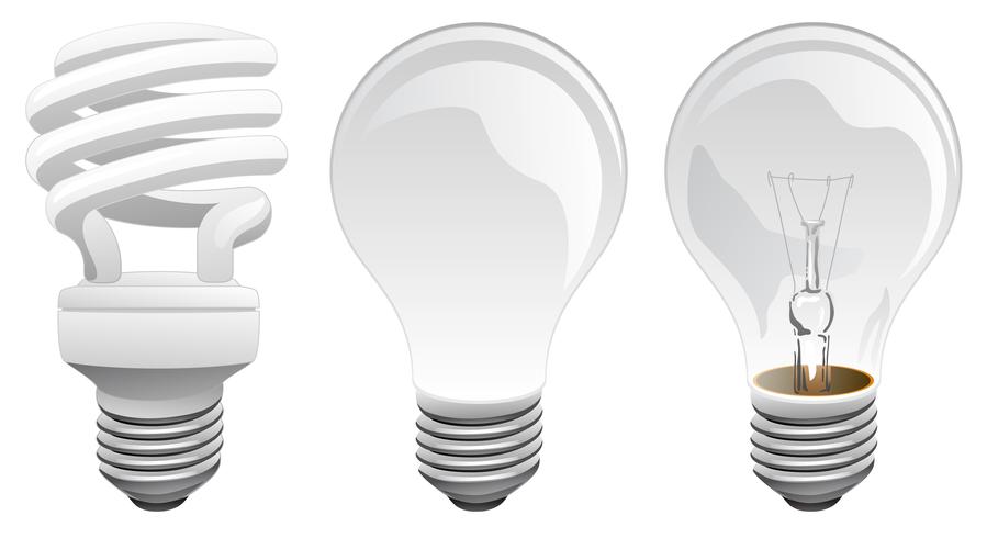 Illustrazione di vettore delle lampadine della luce a incandescenza e del LED
