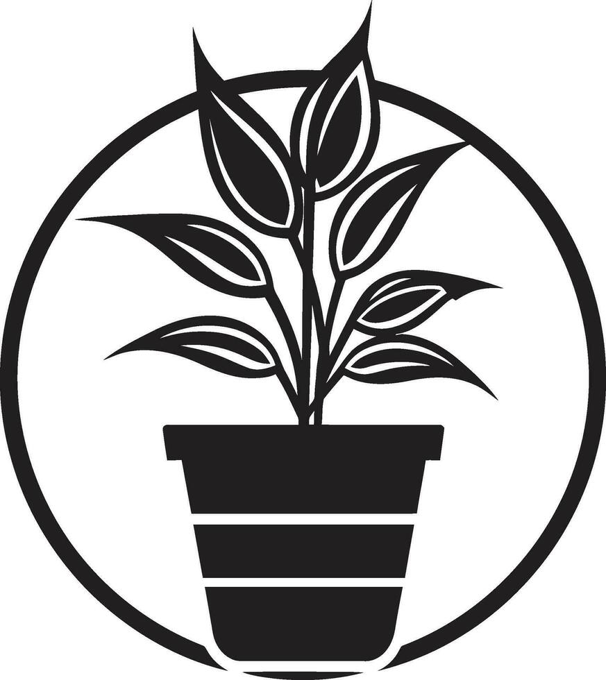 emblematico giardino eccellenza logo simbolo naturale serenità nel monocromatico ceramica icona vettore