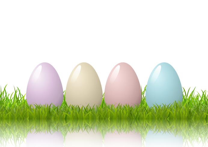 Uova di Pasqua in erba su uno sfondo bianco vettore