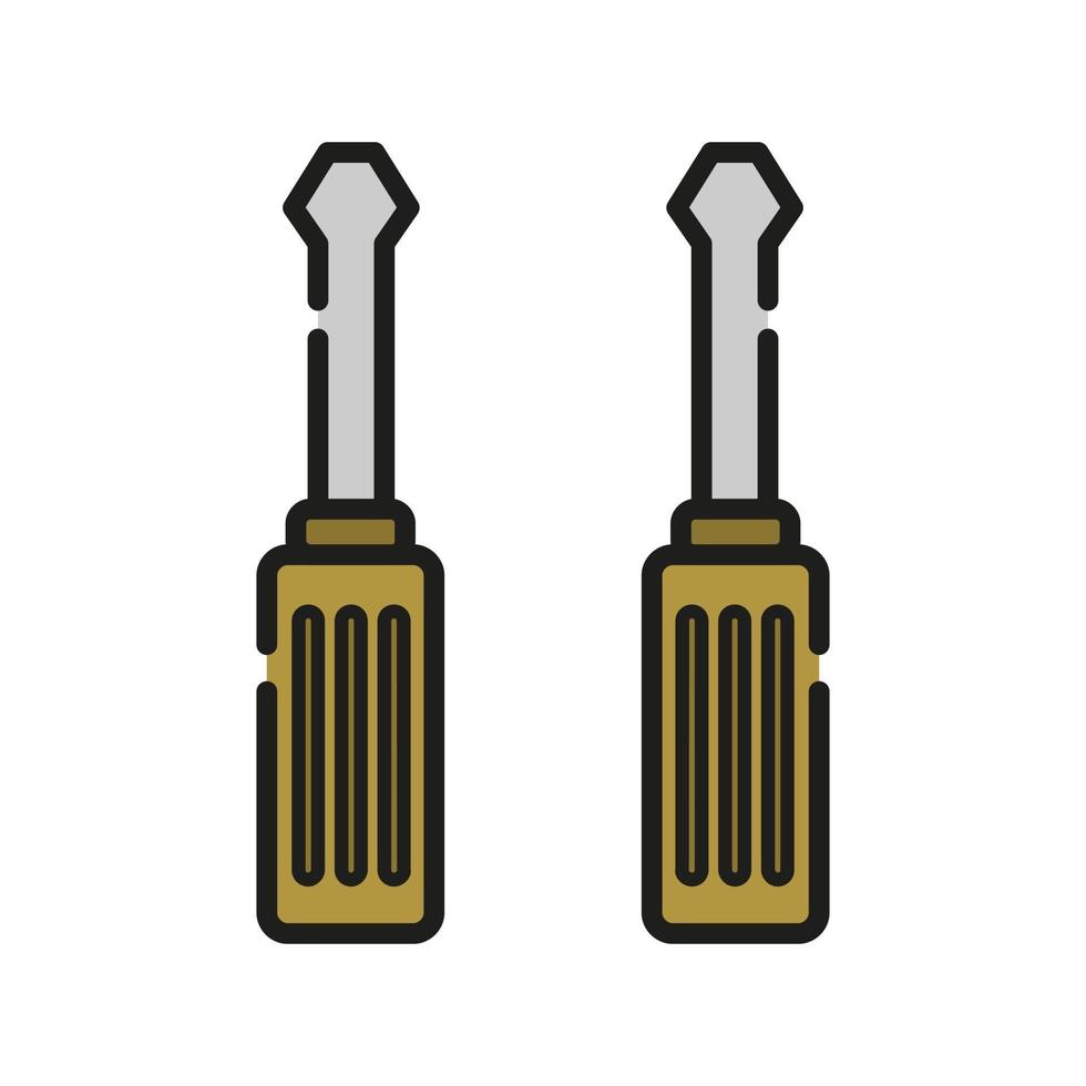 cacciavite illustrato su sfondo bianco vettore