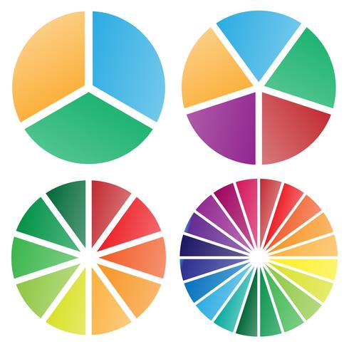 Illustrazione di vettore isolata gruppo di diagrammi a torta