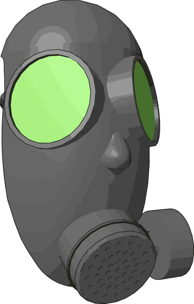 grigio gas maschera con verde dettagli vettore illustrazione su bianca sfondo