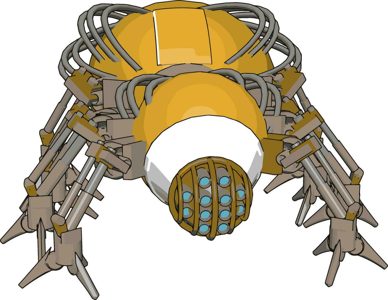 giallo robot insetto, illustrazione, vettore su bianca sfondo.