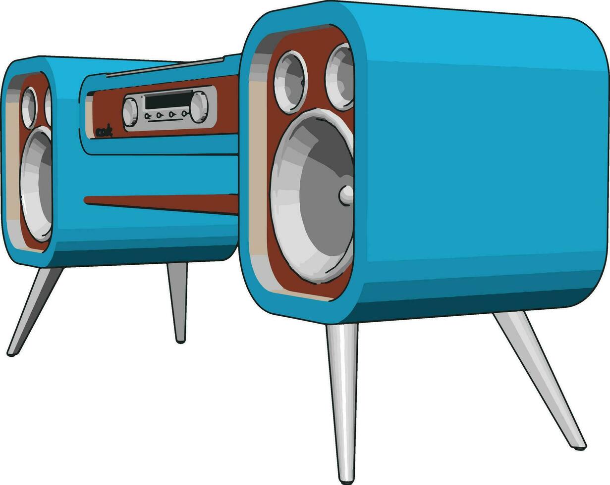 blu vecchio suono sistema, illustrazione, vettore su bianca sfondo.