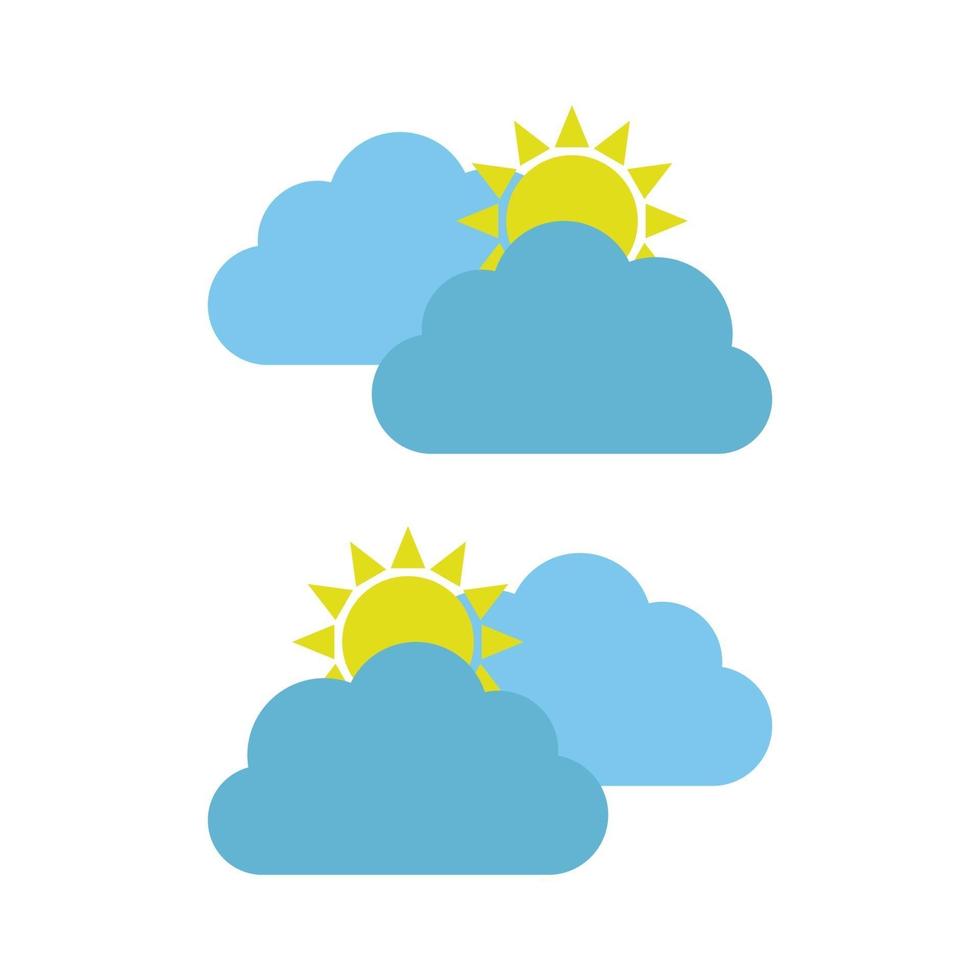 nuvola con sole illustrata su sfondo bianco vettore