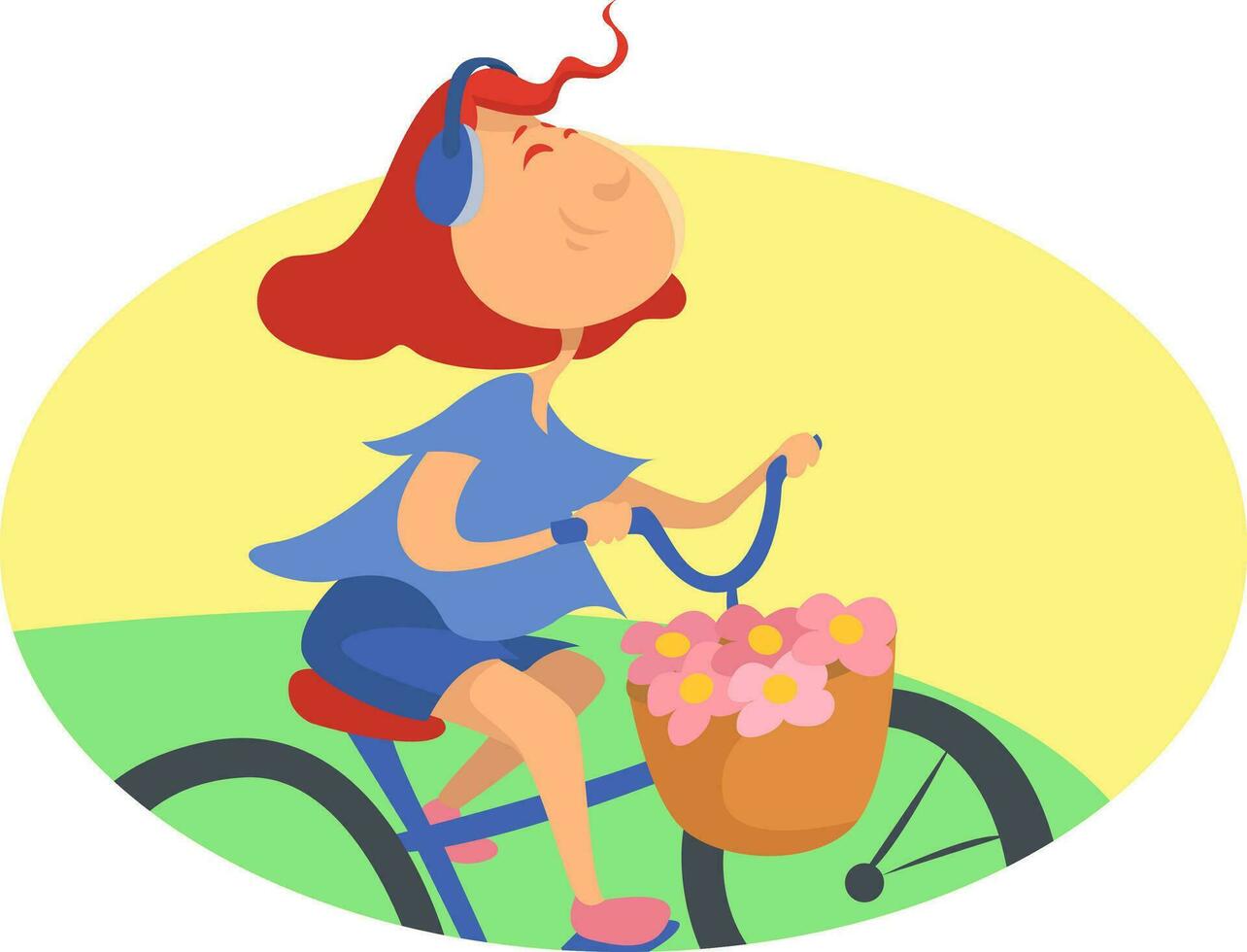 ragazza equitazione bicicletta, illustrazione, vettore su un' bianca sfondo.