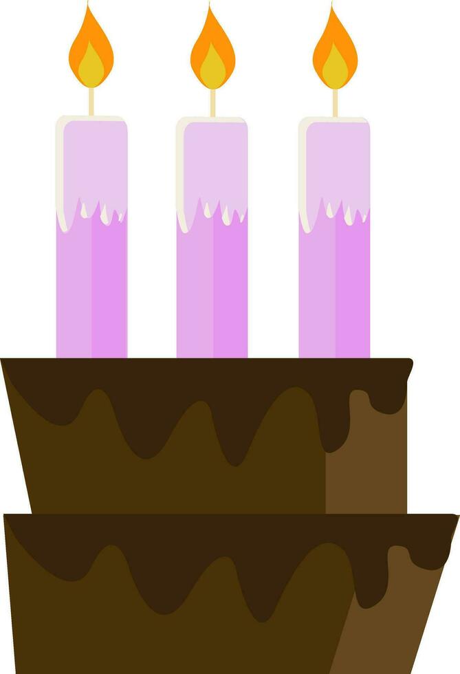 rosa candele su un' torta, vettore colore illustrazione.