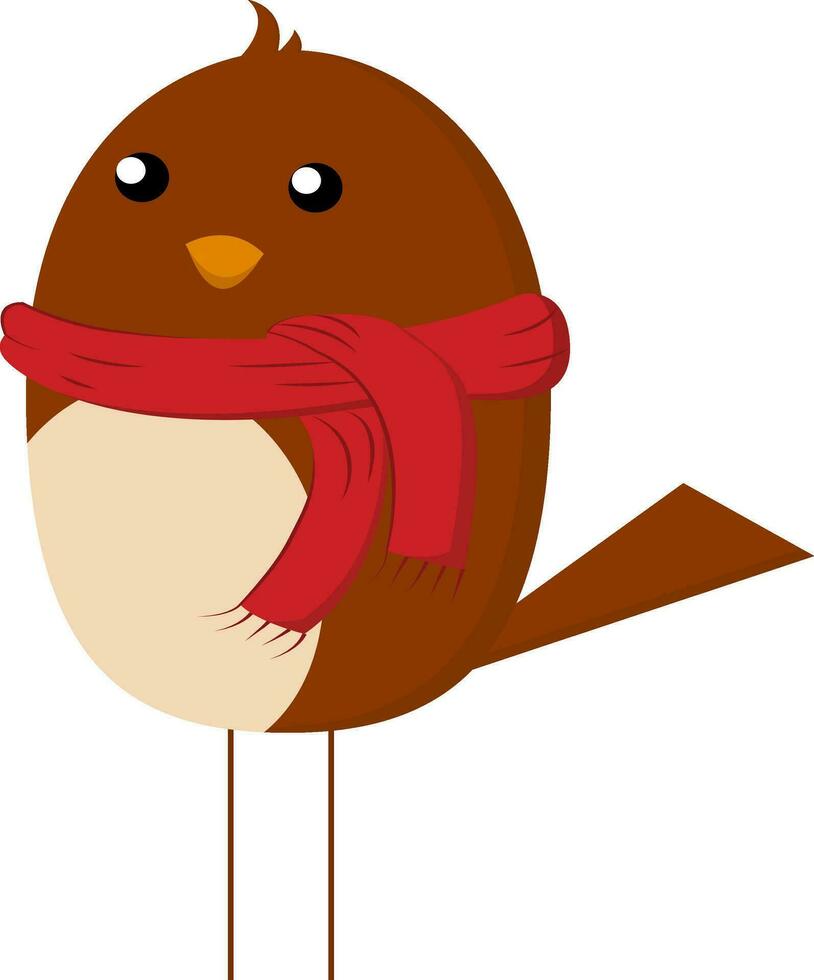 Marrone uccello con sciarpa, vettore colore illustrazione.