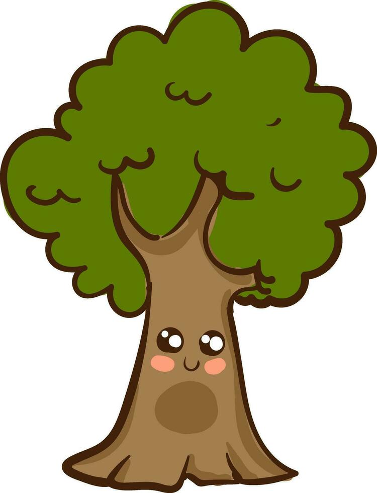 un' forte carino albero vettore o colore illustrazione