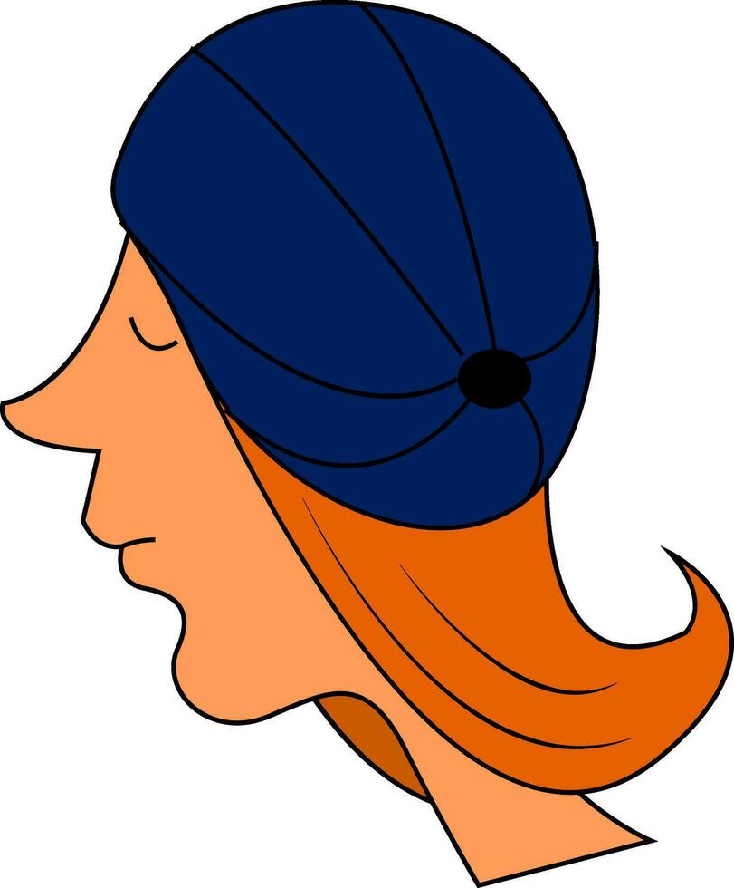 un' blu cappello ragazza, vettore o colore illustrazione.