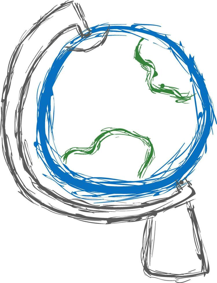 globo In piedi schizzo, vettore o colore illustrazione.