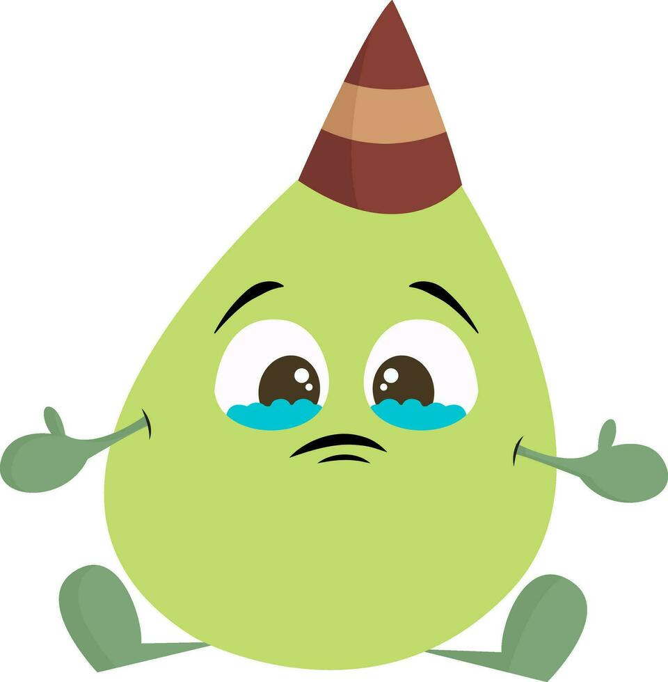 triste verde b-day mostro, vettore o colore illustrazione.