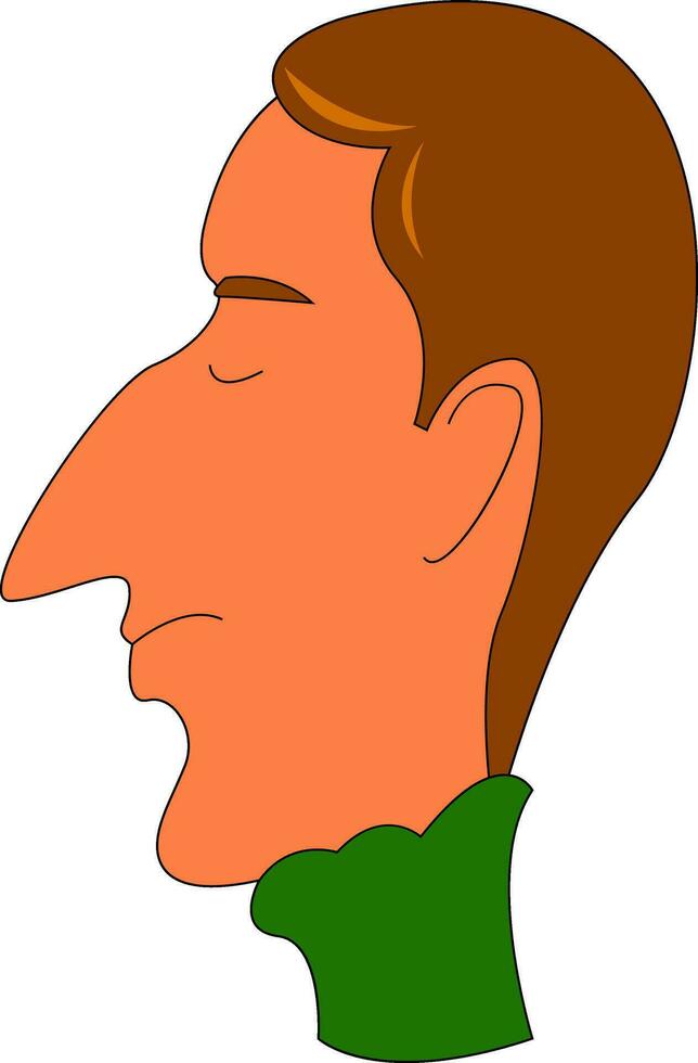 clipart di un' uomo nel un' verde dolcevita camicia impostato su isolato bianca sfondo visto a partire dal il lato, vettore o colore illustrazione.