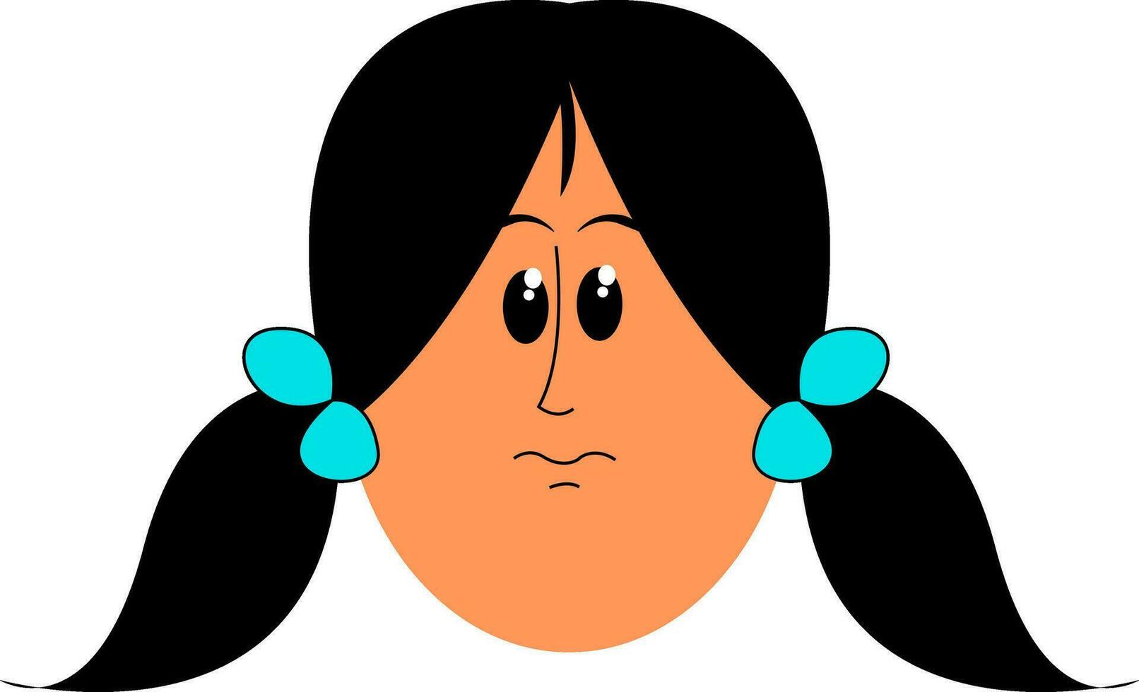cartone animato viso di un' ragazza nel Due lato coda di cavallo acconciatura vettore o colore illustrazione