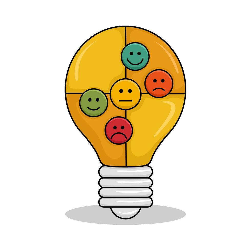 risposta emoji nel lampada lampadina illustrazione vettore