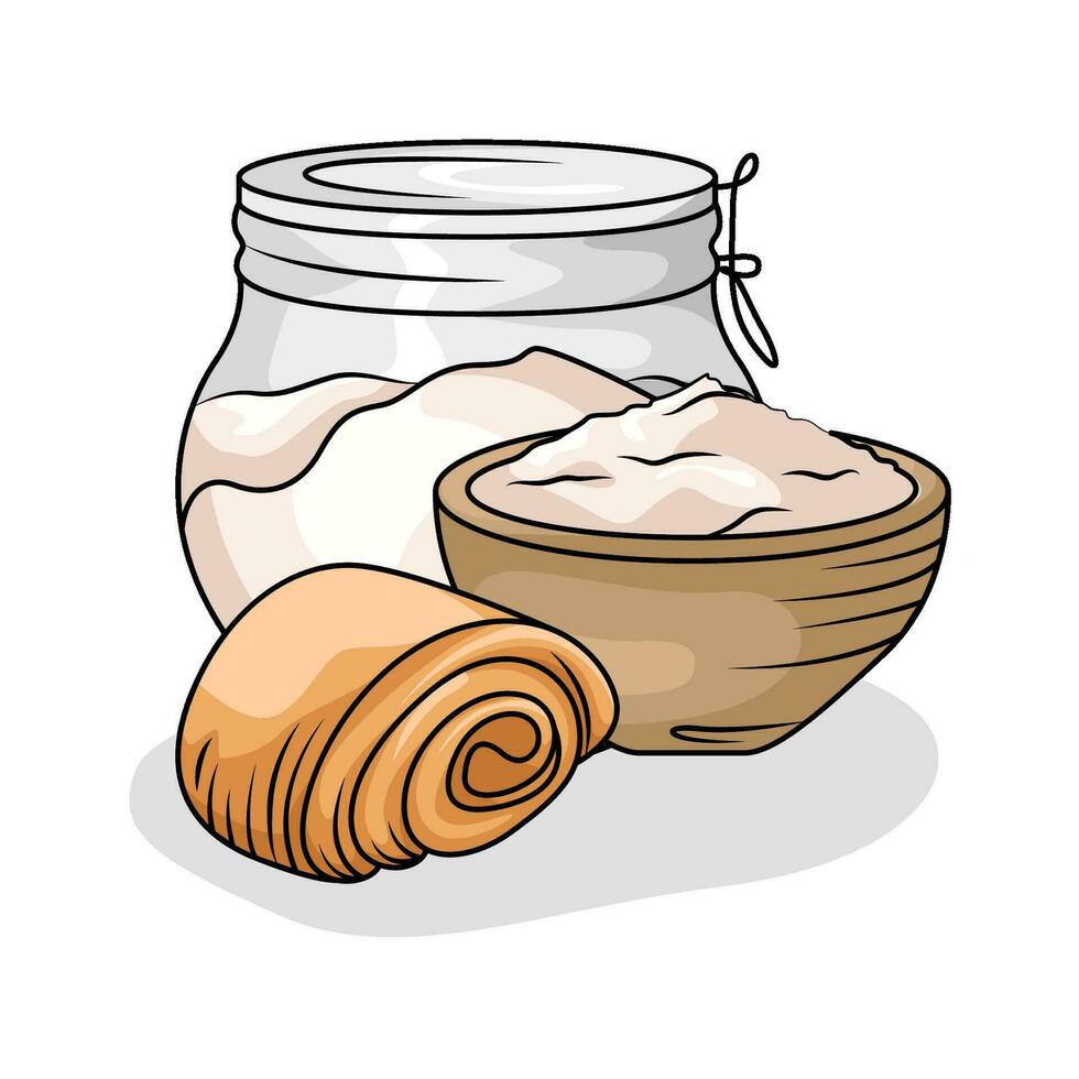 Farina pane con Pasticcino illustrazione vettore