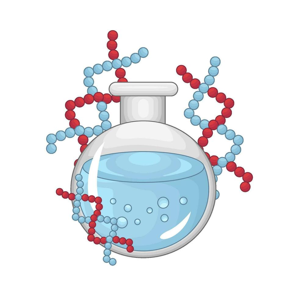 laboratorio pozione bottiglia con molecola illustrazione vettore
