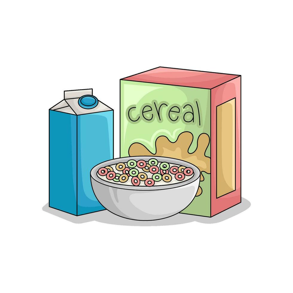 cereale con latte illustrazione vettore