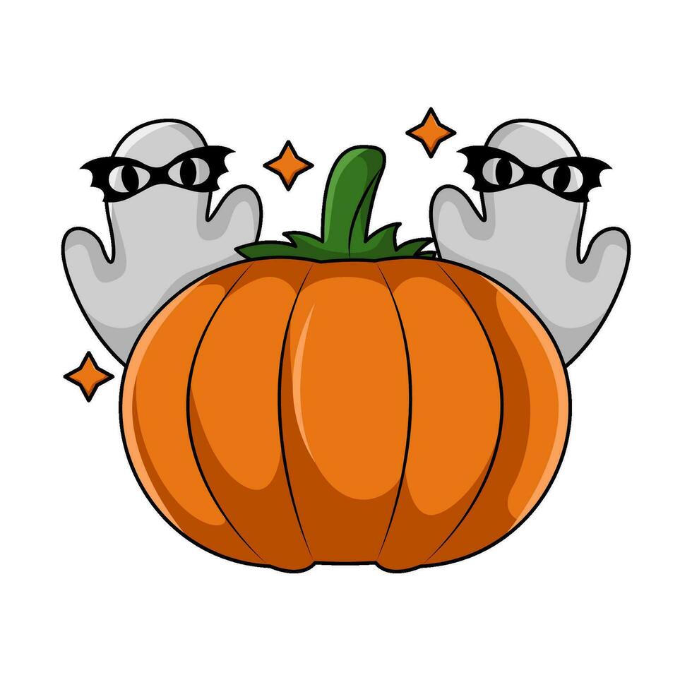 zucca Halloween con fantasma illustrazione vettore