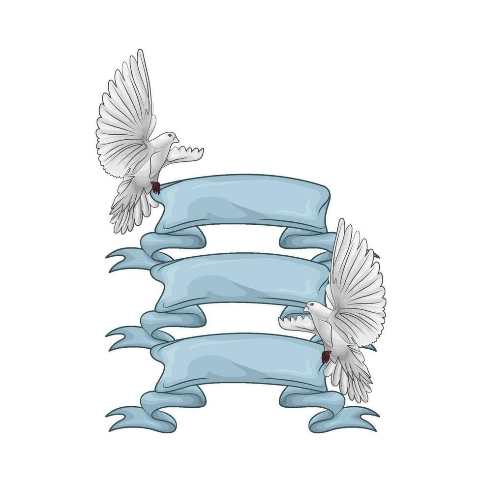 blu nastro decorazione con uccello illustrazione vettore