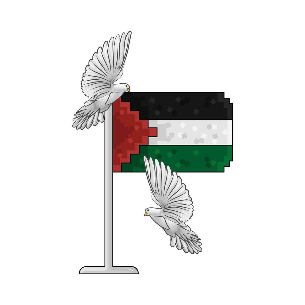 bandiera Palestina con uccello illustrazione vettore