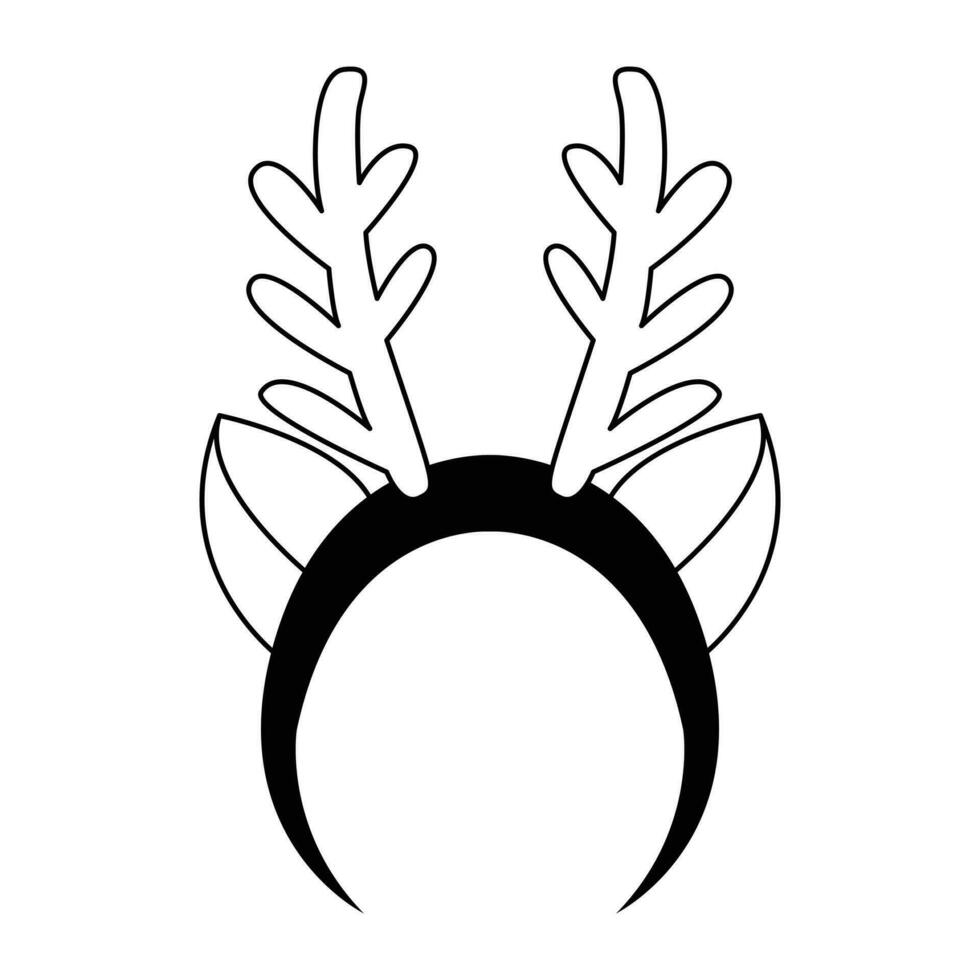 fascia per capelli con cervo corna. Natale Accessori. nero e bianca vettore illustrazione isolato su bianca sfondo