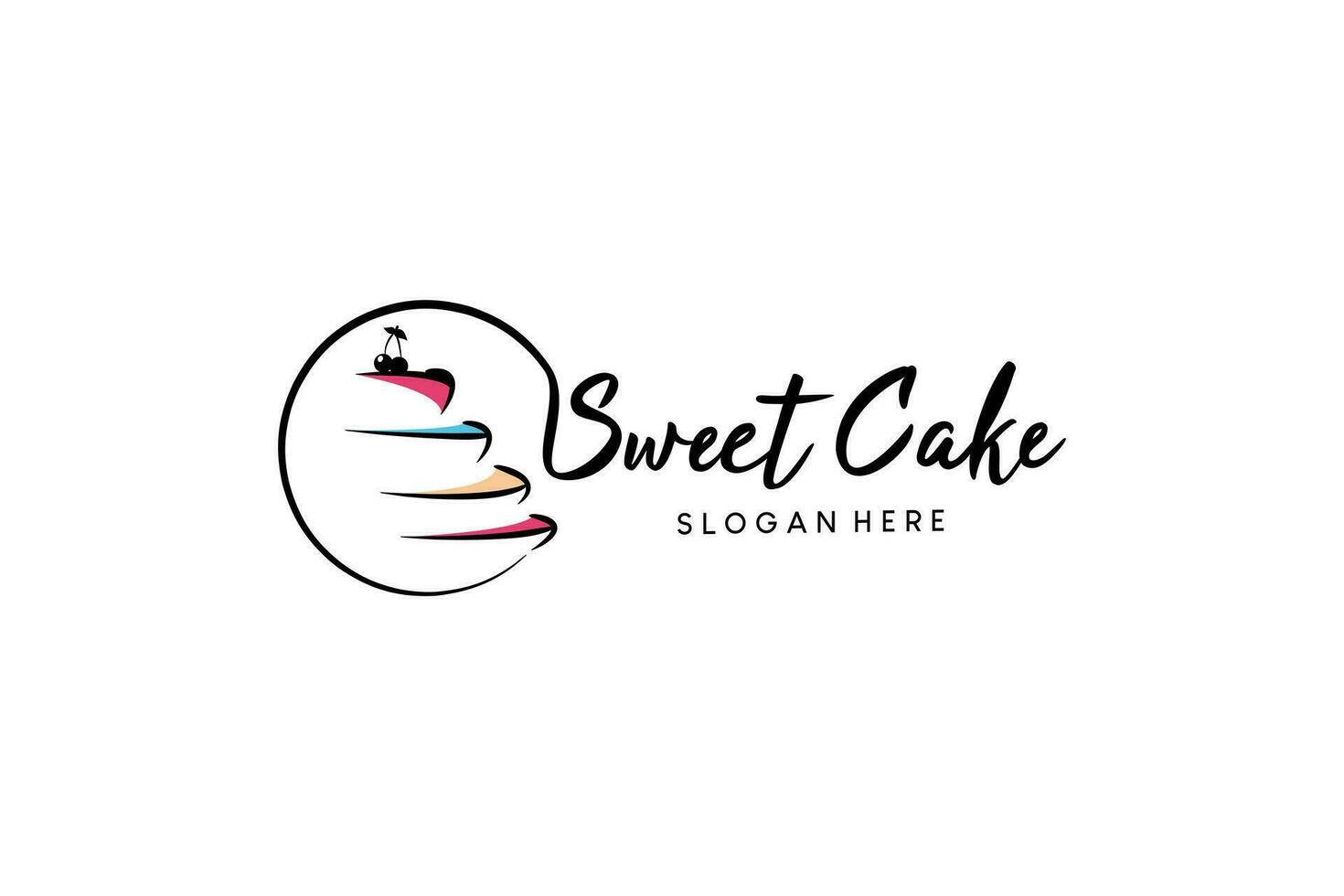 creativo mano disegnato astratto impilati dolce torta logo design vettore