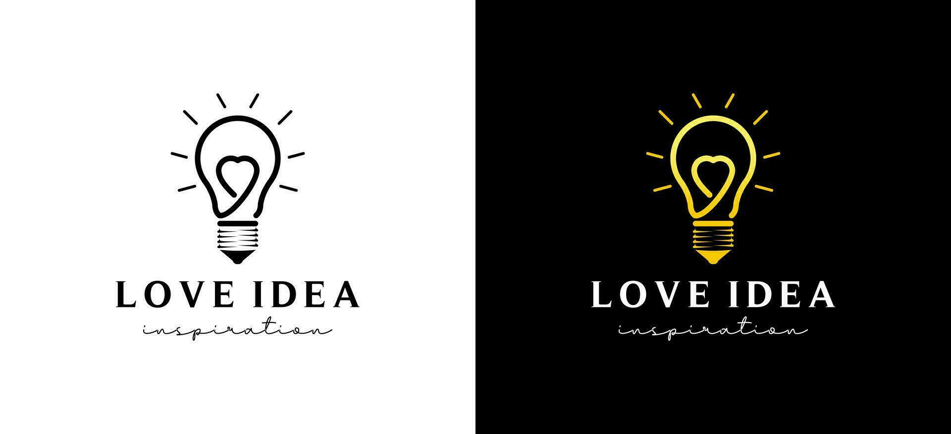 creativo amore leggero lampadina idea logo per tecnologia disegno, ispirazione, creatività, innovazione vettore
