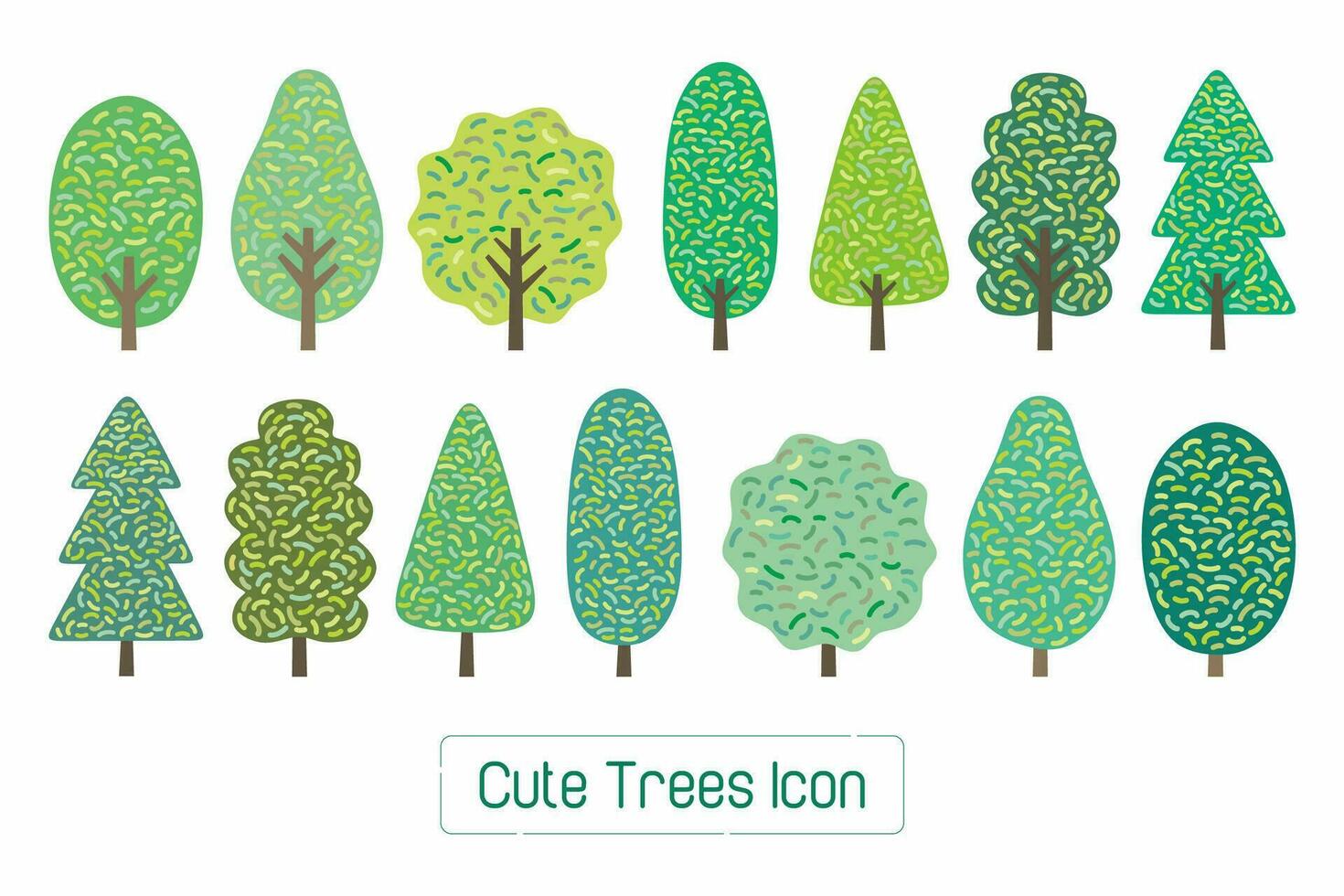 carino alberi e foresta icona. comico illustrazione per alberi e foresta vettore