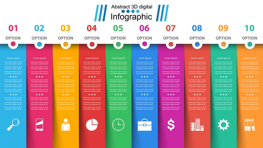 Infografica di carta commerciale. Dieci articoli. vettore