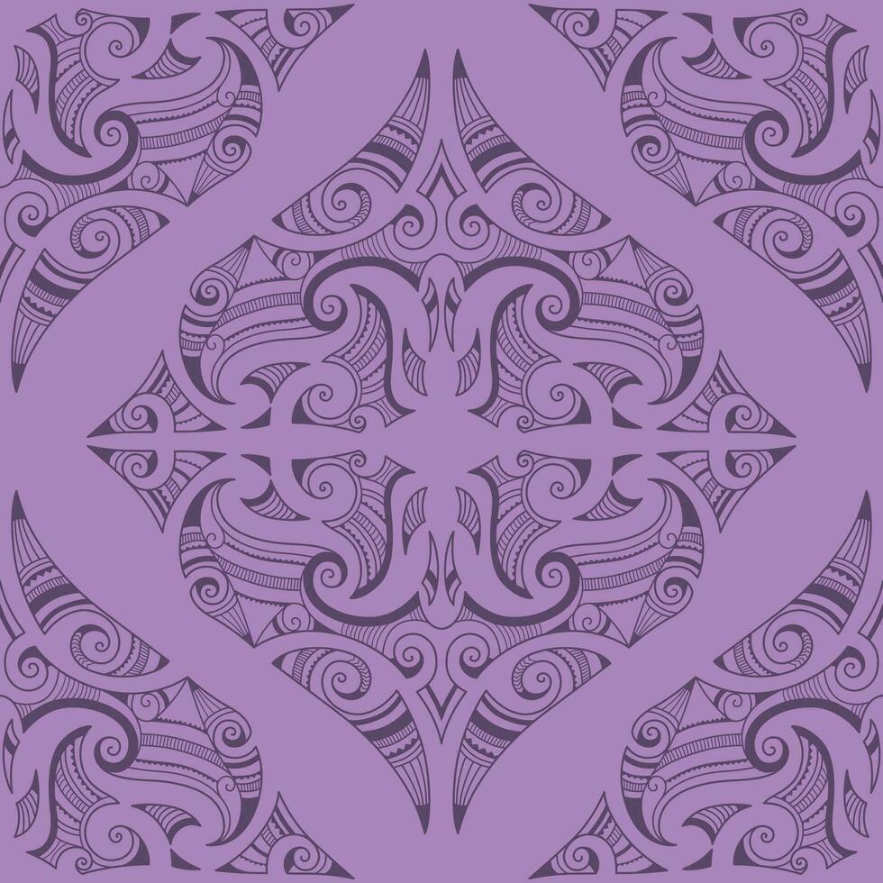 vettore senza soluzione di continuità modello. geometrico maori stile. lilla, viola colori