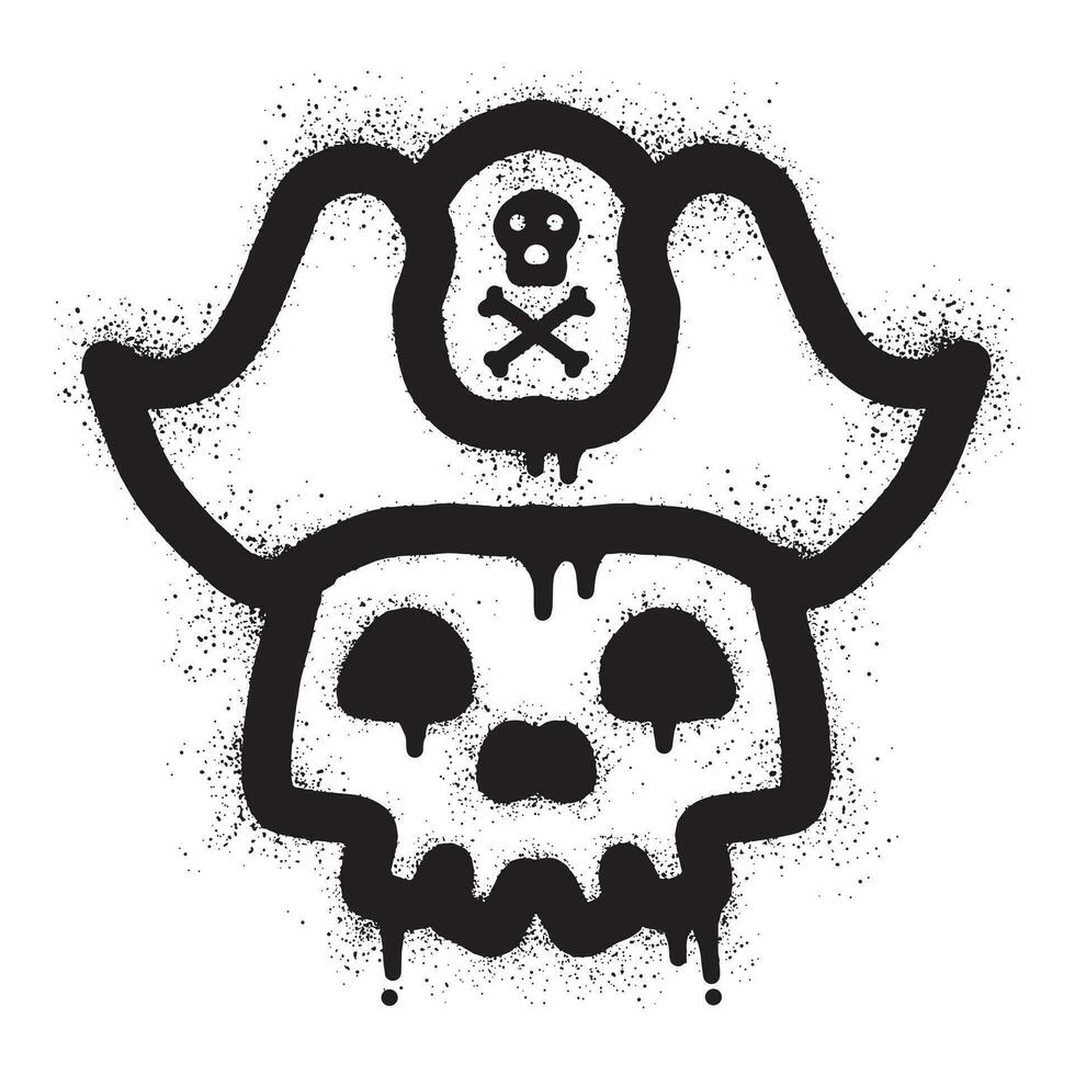 pirata cranio graffiti con nero spray dipingere vettore