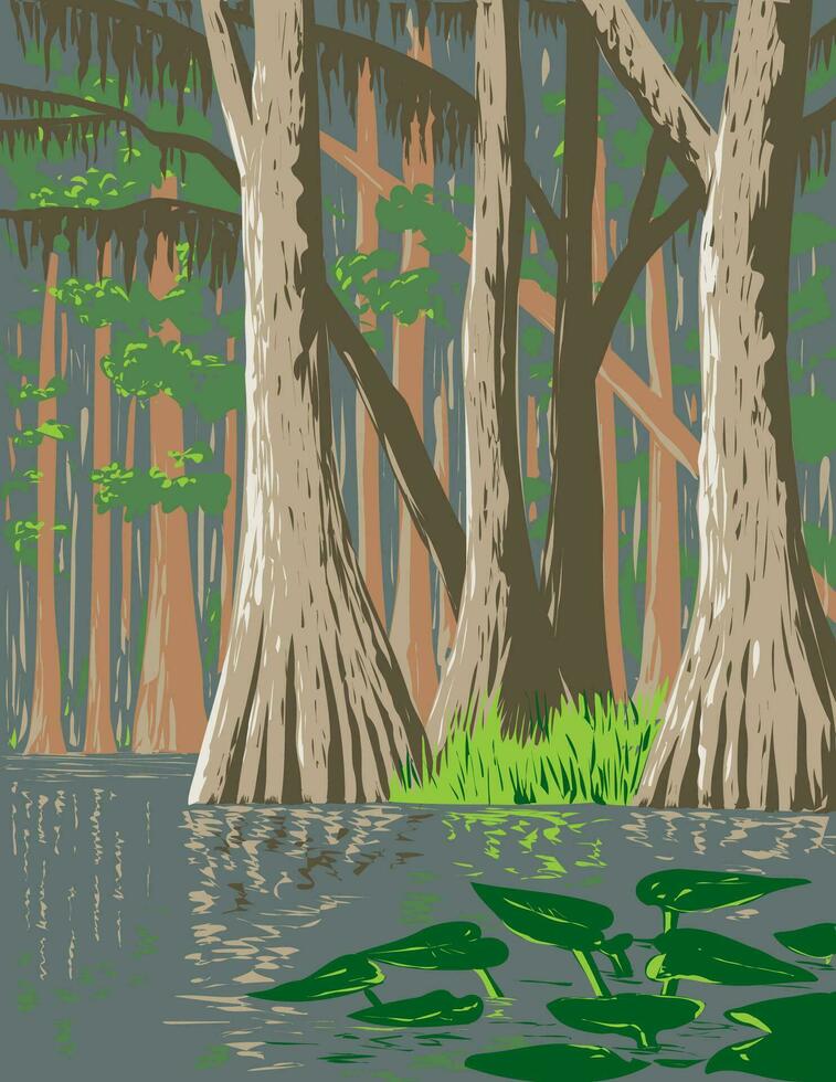 Everglades nazionale parco nel Florida Stati Uniti d'America wpa manifesto arte vettore