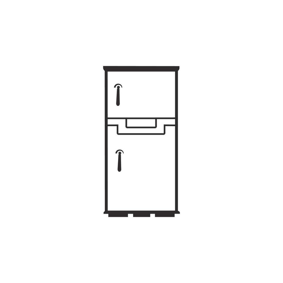 frigo icona schema vettore elemento. frigorifero simbolo lineare stile. piatto vettore design modello.
