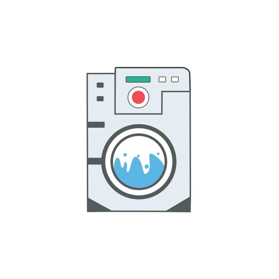 lavaggio macchina icona, moderno stile linea arte. Abiti asciugatrice, rondella o lavanderia vettore design modello su bianca sfondo.