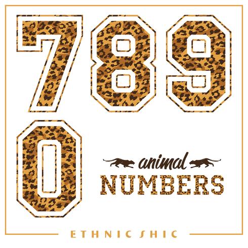 Numeri animali vettoriali per t-shirt, poster, cartoline e altri usi.