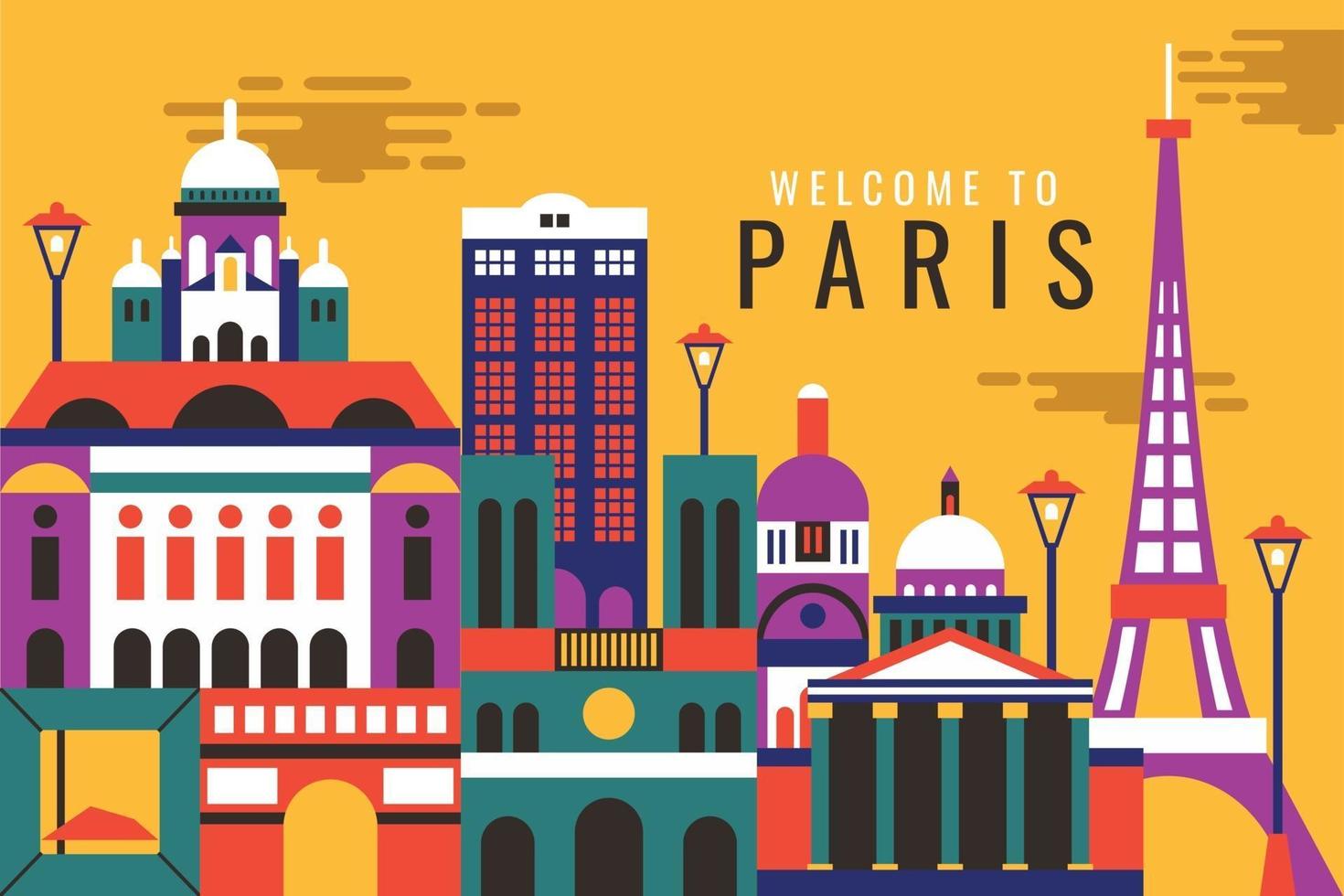 illustrazione vettoriale della città di parigi, concetto di design piatto