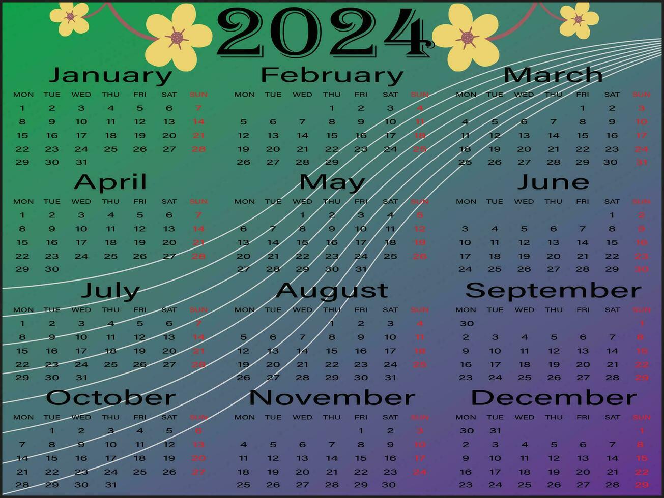 2024 calendario design vettore