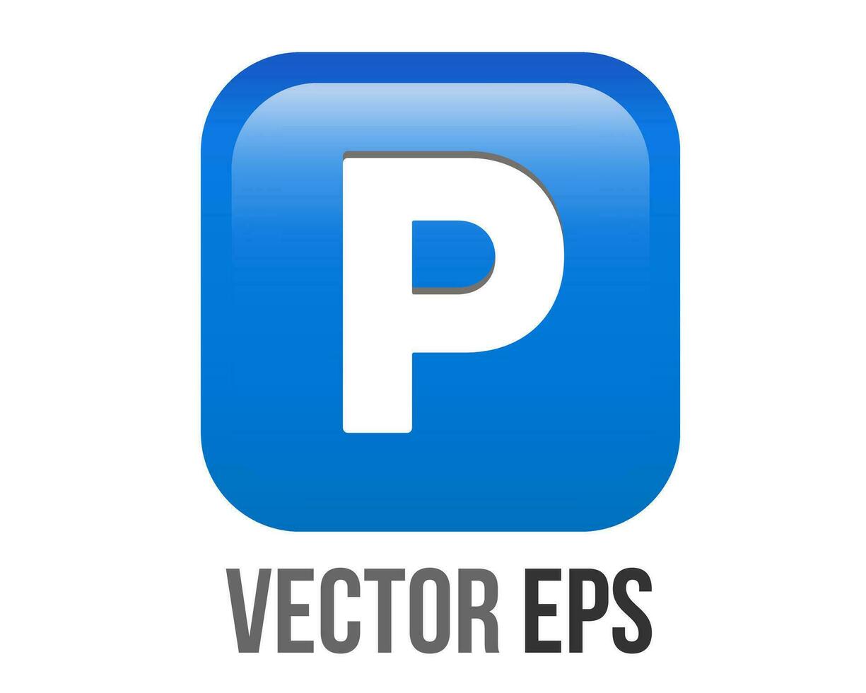 vettore pendenza blu p pulsante è il lettera p dentro piazza icona, rappresentare parcheggio zone