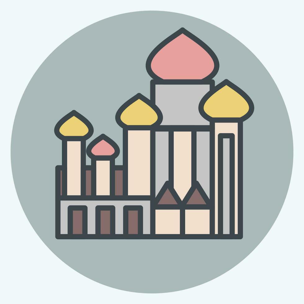 icona Cattedrale di santo basilico. relazionato per Russia simbolo. colore compagno stile. semplice design modificabile. semplice illustrazione vettore