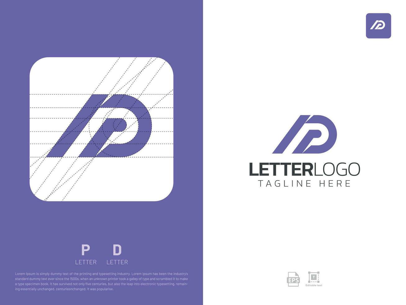 lettera pd monogramma iniziale logo, geometrico, moderno, pendenza, griglia logo vettore