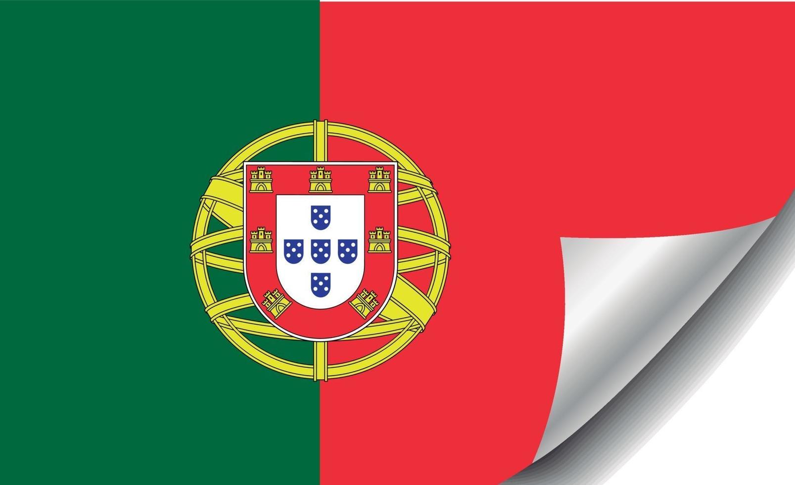 bandiera portogallo con angolo arricciato vettore