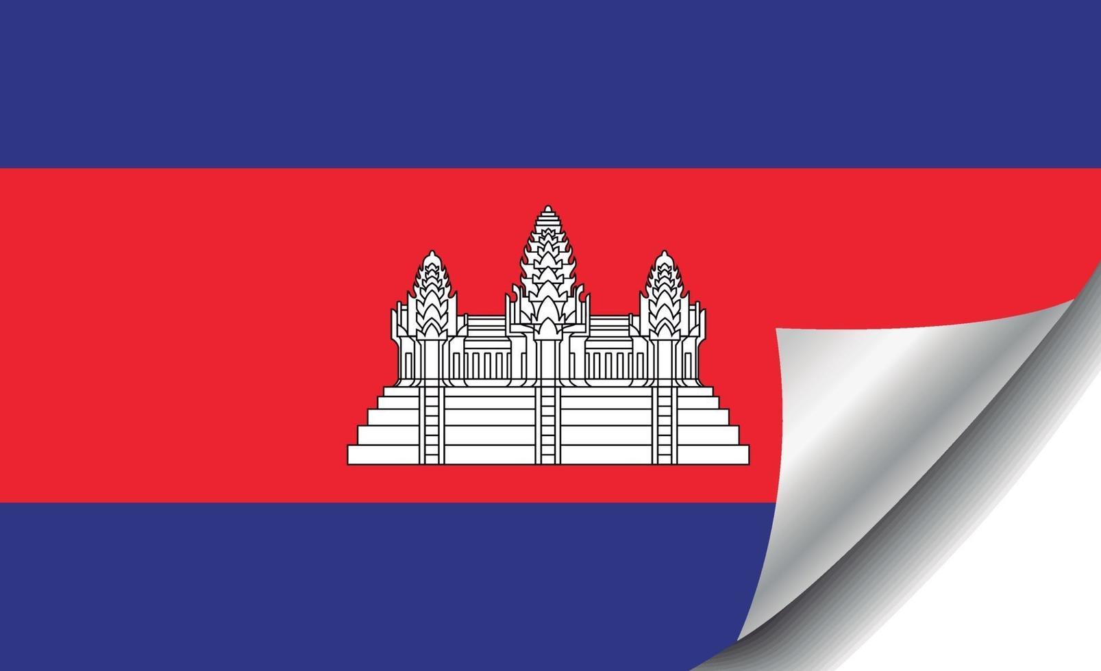 bandiera cambogia con angolo arricciato vettore