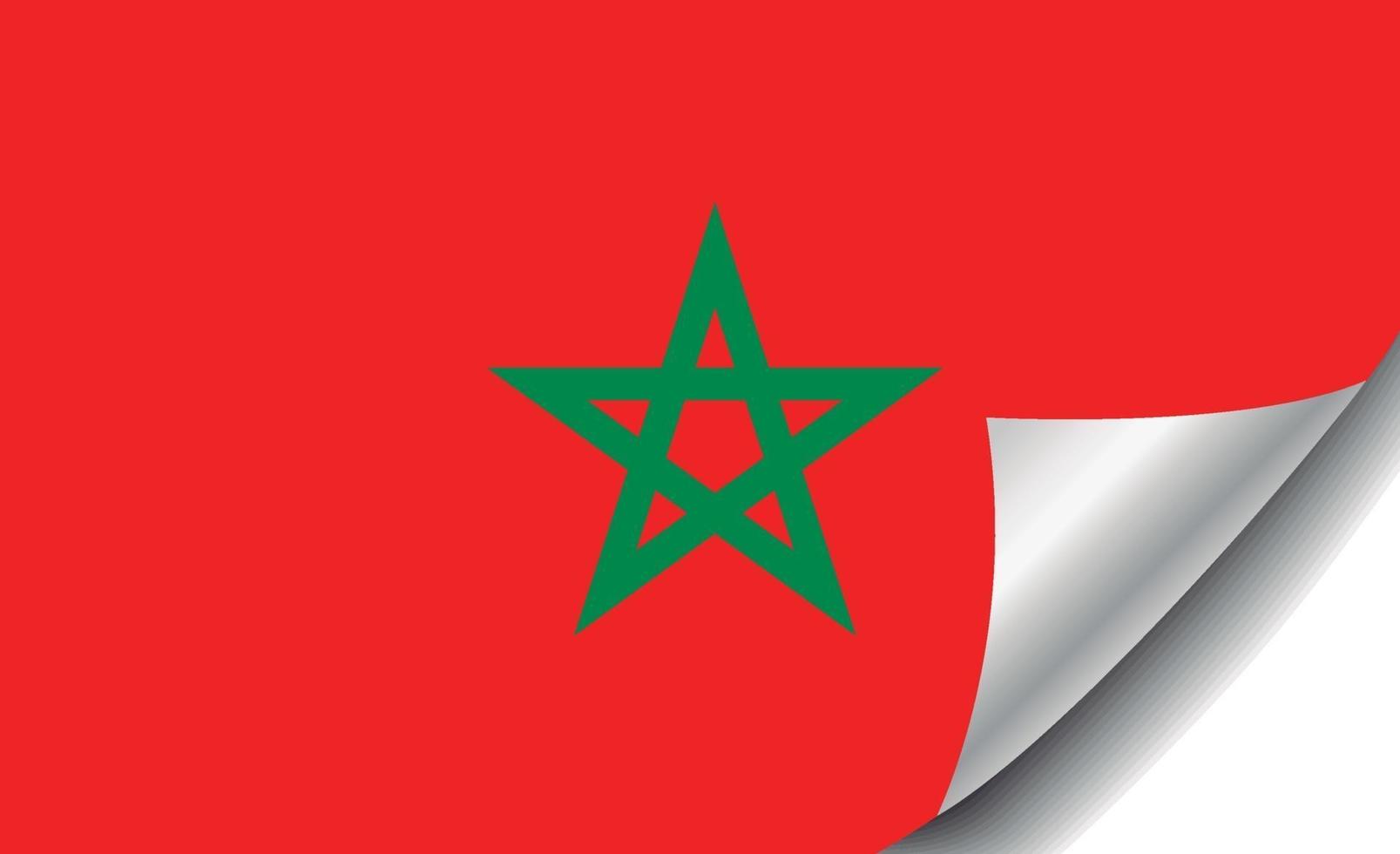 bandiera marocco con angolo arricciato vettore