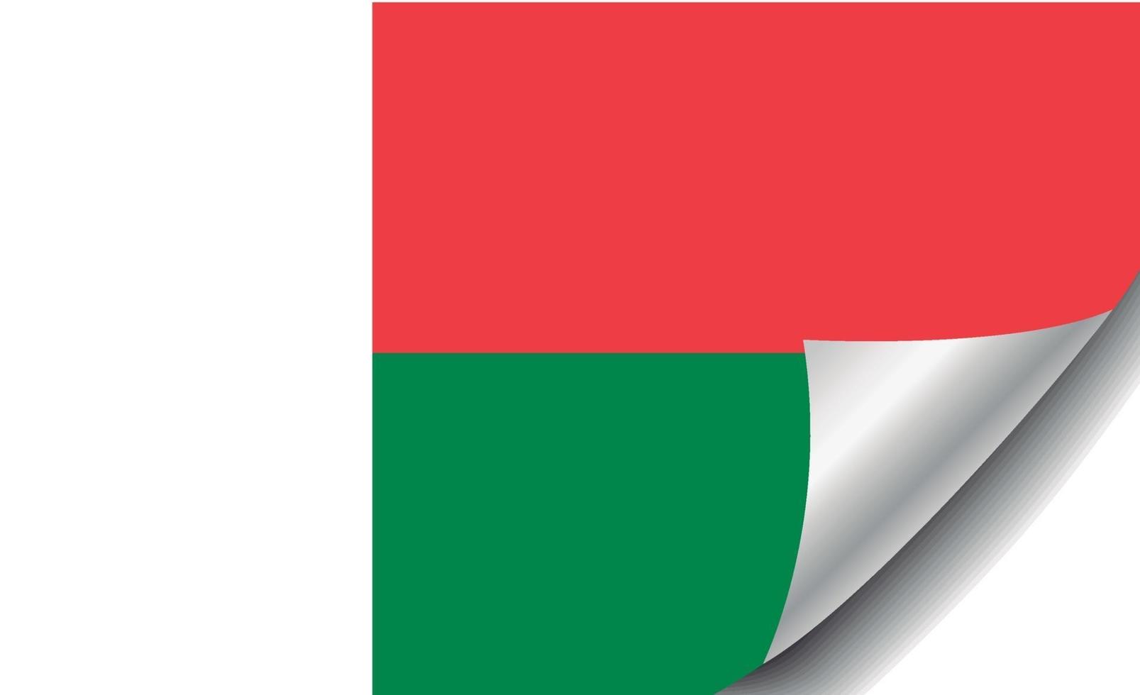 bandiera del madagascar con angolo arricciato vettore
